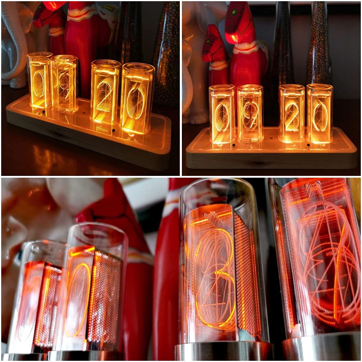 Cadeaux personnalisés,Horloge de Bureau électronique Lumineuse,Horloge numérique à LED,mémoire de Mise Hors Tension,9 Modes de couleur/16 Millions de Couleurs/luminosité