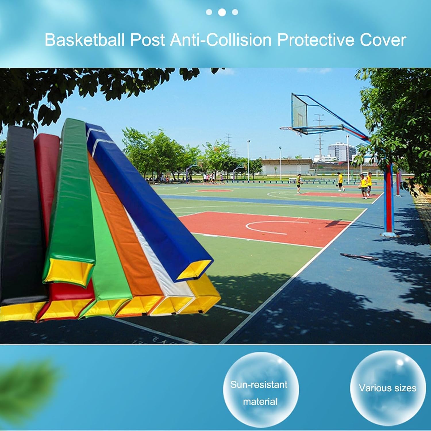Basketball Pole Paddings, Square Pole Padding Basketball Pole Pads, Easy Installation Impact-Resistant, for Player Protection, to Training/Game/Exercise