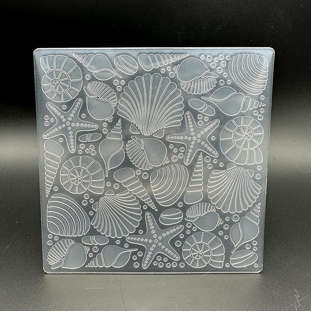 3D Plastic Embossing Folder Template Sea Star Shell Texture 5x5 Inch for Card Making DIY Scrapbooking Paper Crafting Handmade Crafts Scrapbooking Arts Supplies Scrapbook Decor
