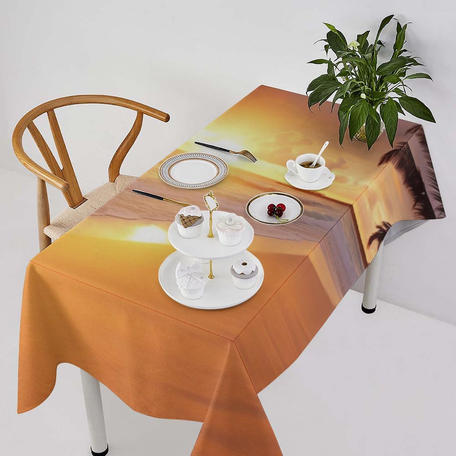 Nappe de table en lin style rustique haut de gamme 140x190
