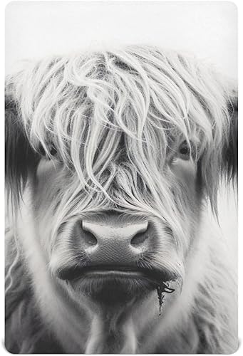Highland Cow - Sábanas para cuna para niños y niñas, sábanas bajeras para cuna de bebé, suaves y transpirables, sábanas de mini cuna de 52 x 28