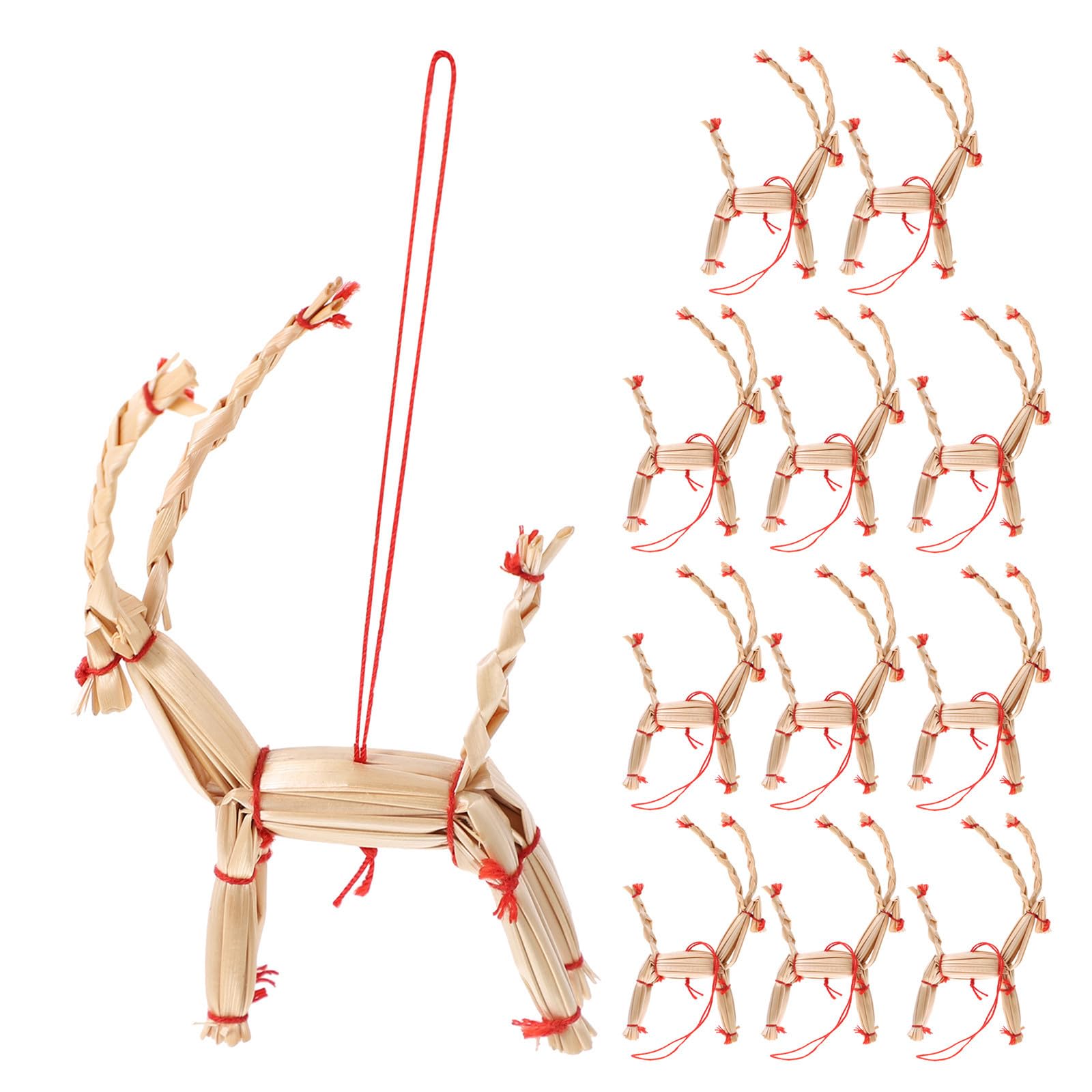 TOYANDONA 60 Stück Stroh Rentier Hängedekoration für Weihnachten, | Skandinavischer Baumschmuck, Leicht und Wiederverwendbar, für Party und Draußen, Landhausstil, Boho