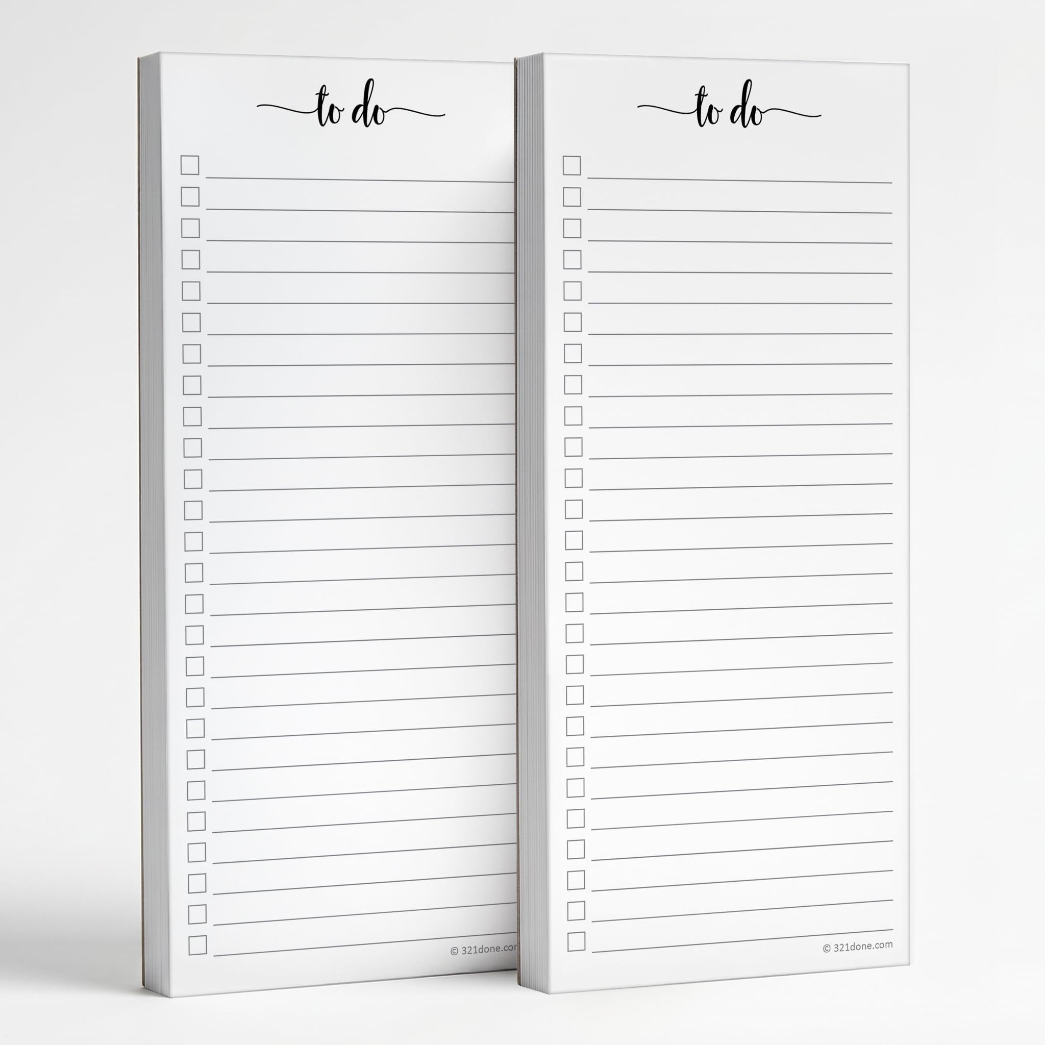 321Done To Do List Notepad, 2-Pack 50 Sheets Each, 3.7x8.5 College Ruled Pad, 70lb Matte Paper, Note Pad for Shopping List, Checklist To-Dos Tasks Planning for Home Office, Made in USA