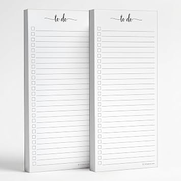 321Done To Do List Notepad, Skinny 3.7x8.5 Inches, 2-Pack, 50 Sheets Each | Made in USA - Slim College Ruled Checklist Pads for Tasks, Errands and Groceries, Thick Bright White Paper, Tear-Off Sheets