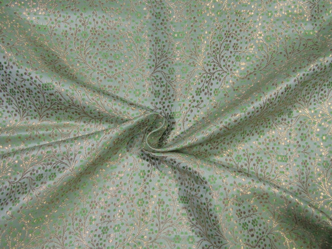 Tissu brocart jacquard floral vert menthe pastel BRO681B au yard