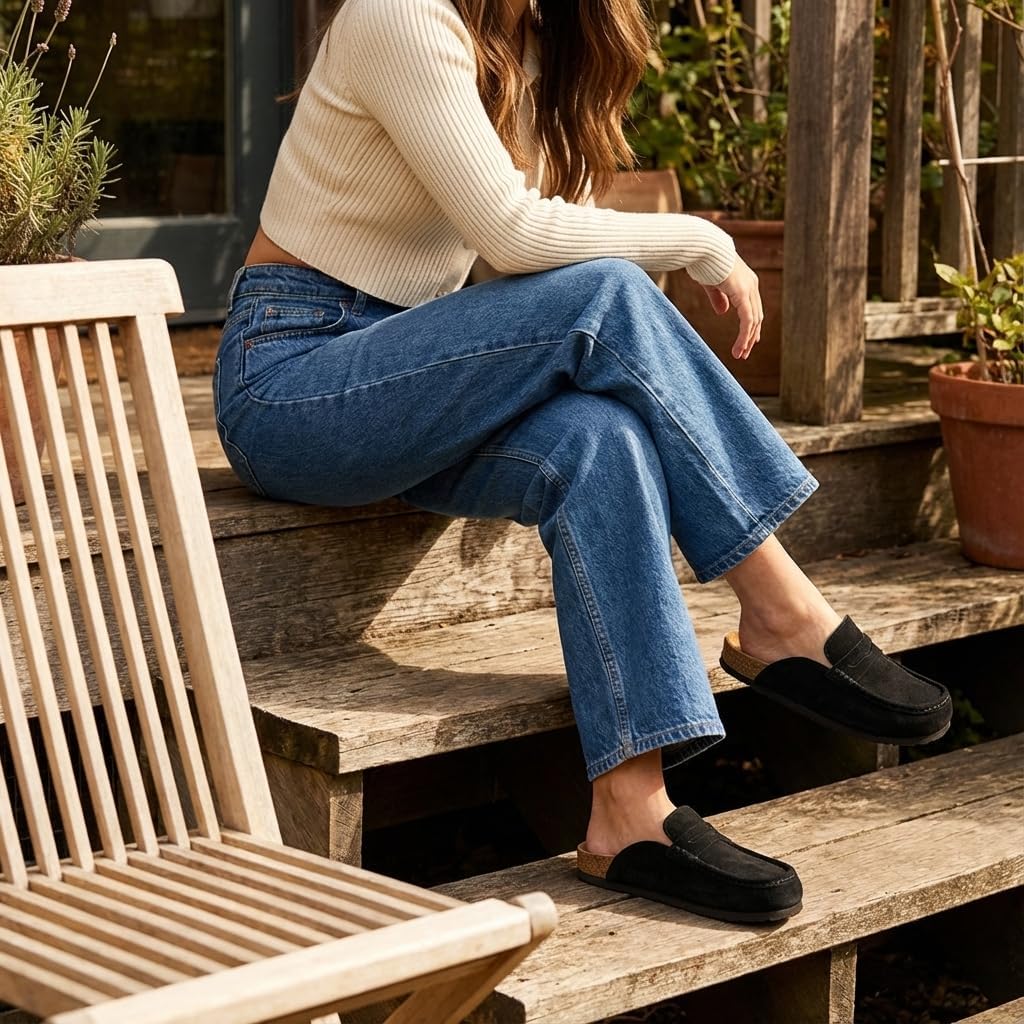 CUSHIONAIRE Fondu Genuine Leather Mule Clogs for Women, Comfortable Slip On Womens Shoes with Penny Strap Accent and Memory Foam Footbed - Image 7