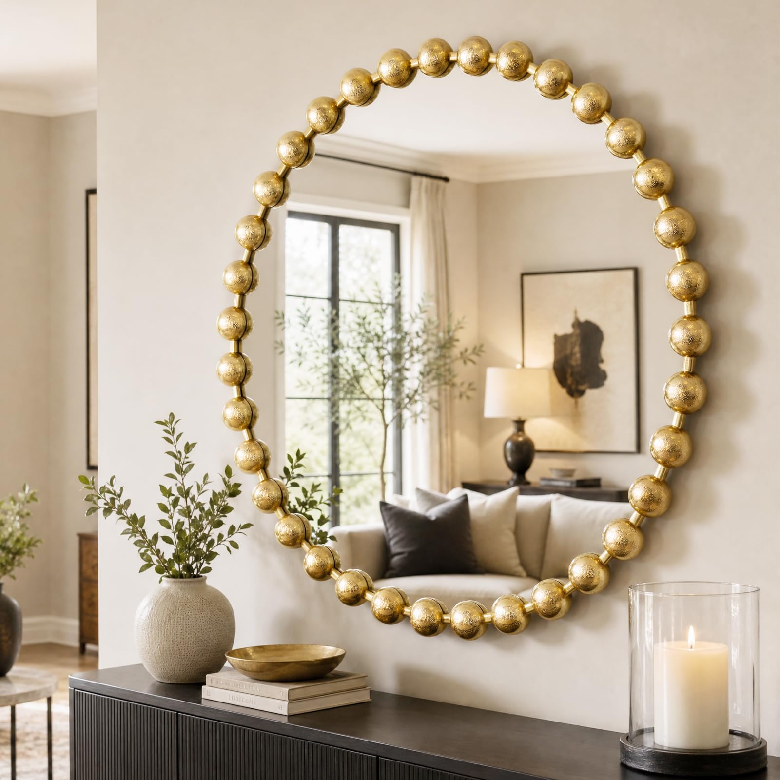 Amazon.com: Madison Park 36 inch Gold Round Mirror, Round Mirrors