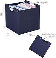 Vista 6 de HOONEX Contenedores de almacenamiento plegables, cubos de almacenamiento de tela de lino de 12 x 12 x 12 pulgadas, paquete de 3, cestas