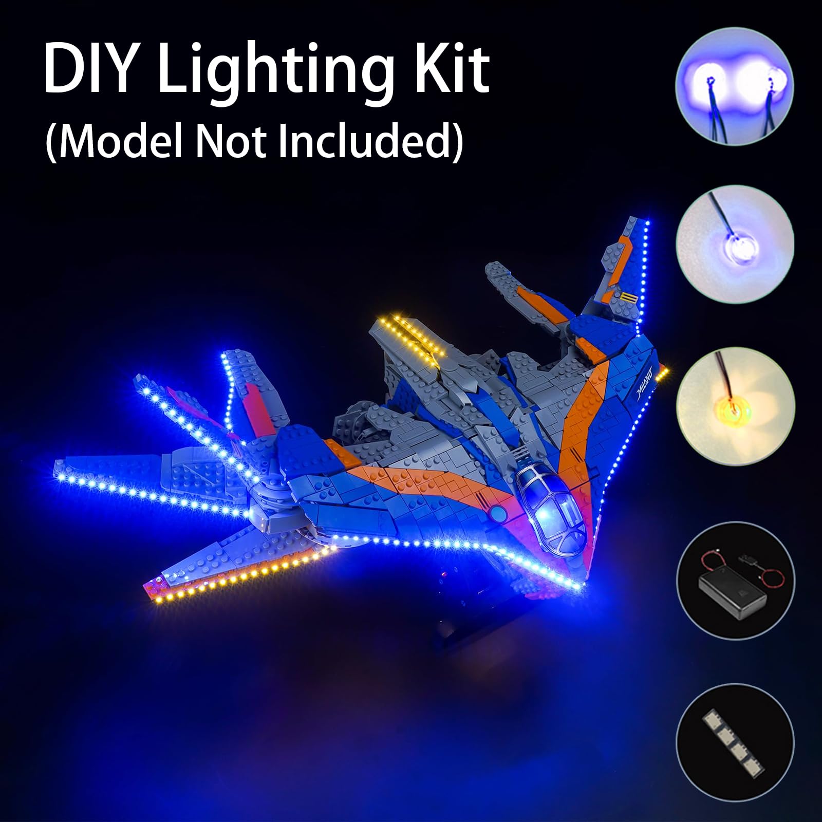 Kit di illuminazione a LED per Lego 76286 Guardiani della Galassia: Milano – Luci fai da te personalizzate per set di costruzione Lego (modello non incluso)