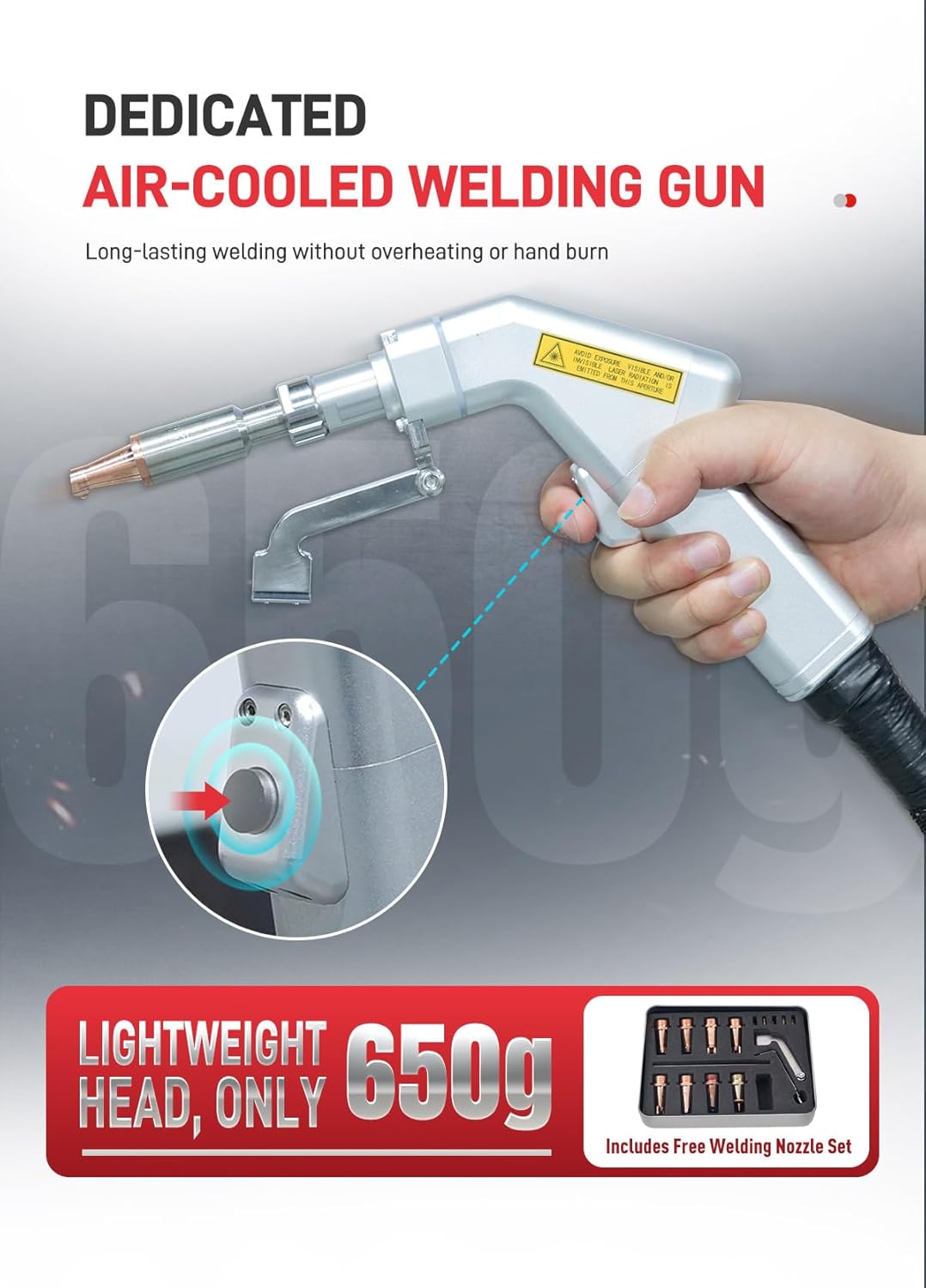 Laser Welding Machine 1400W Air-Cooled Integrated Self-Gas-Generating Laser Welder with Auto Wire Feeder 220V for Metal Carbon Aluminum Metal Materials Class 1 Laser Output Power 0.39mW