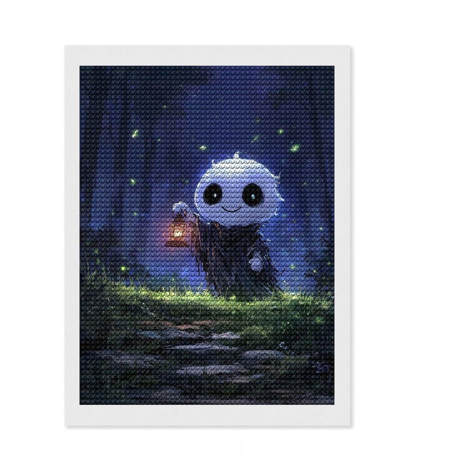 Junmoney Cute Spirit in Enchanted Forest Diamond Art Kit 12"x16", Full Kit Included, Easy to Enjoy, Bedroom Decor, Festive Craft Gift, Simple to Start