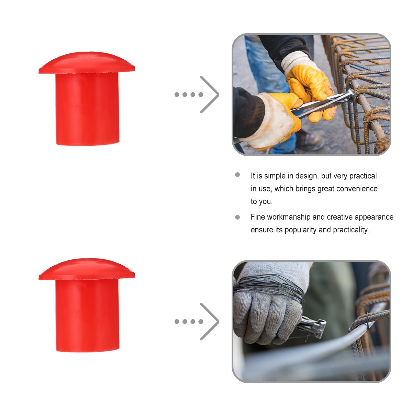 KALLORY Tapas de Seguridad Tipo Hongo de Plástico Rojo para Varillas de Refuerzo, 30 Piezas Resistencia al Desgaste y Compresión para Construcción
