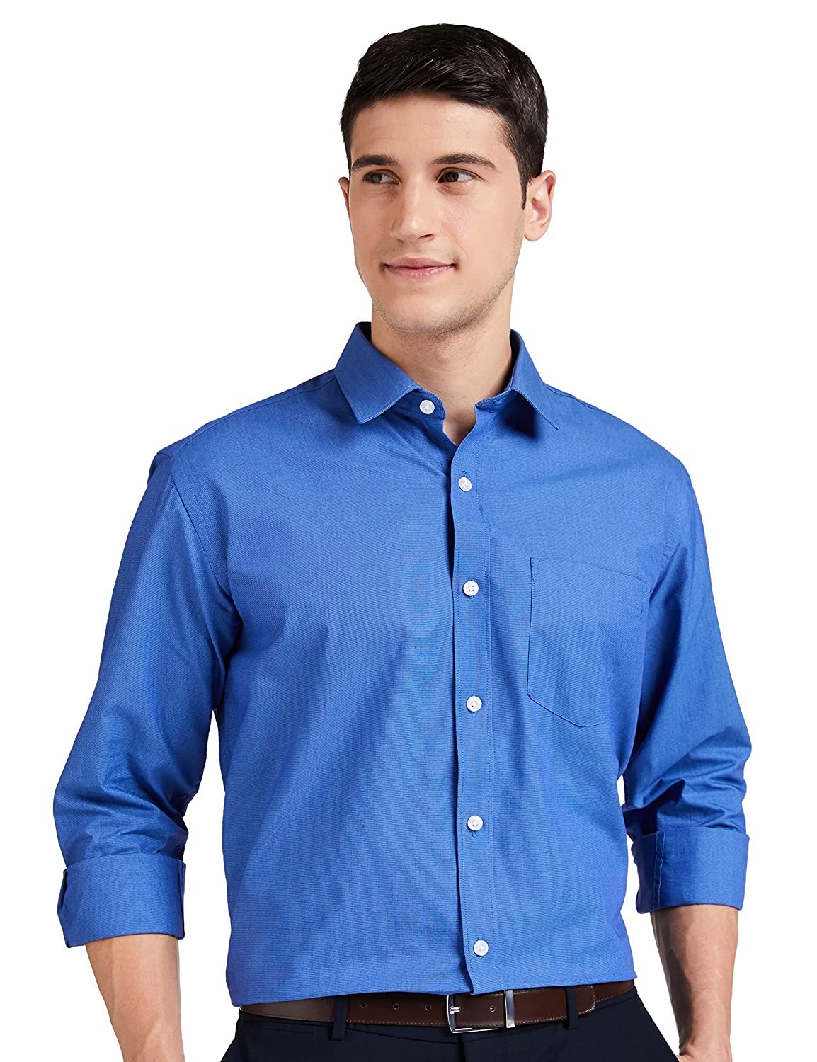 Vinod Men's Regular Fit Shirt (46, Royal)