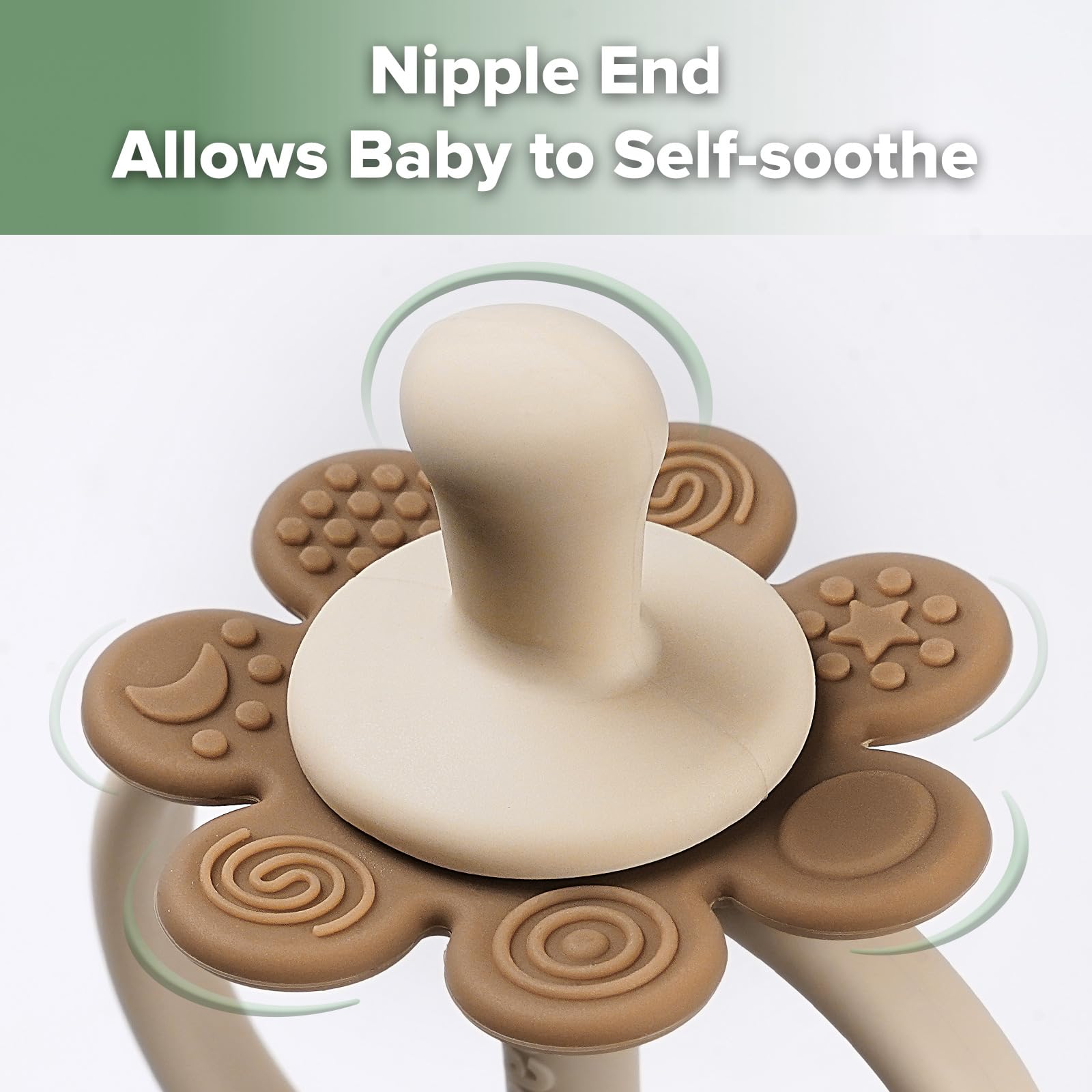 Haakaa Silicone Baby Teether Toys for 3M Babies Easy to Grip Cocoa | Nipple-Shaped End for Gum Massage 360 Baby Toothbrush Head for Self-Brushing Training product thumbnail 5