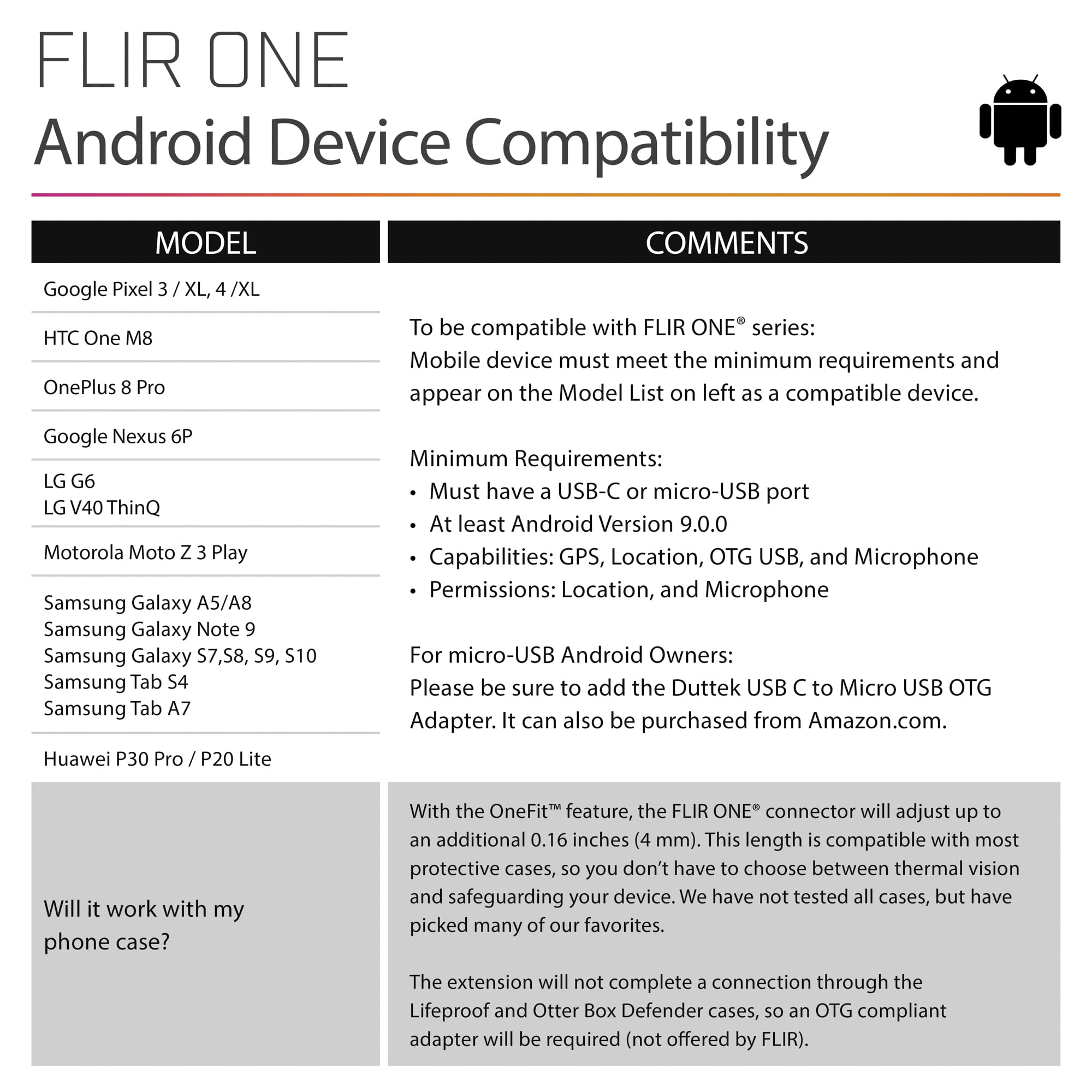 Flir One Pro Lt 435-0013-03 Kamera Termowizyjna, Czarny, 6 x 3 cm
