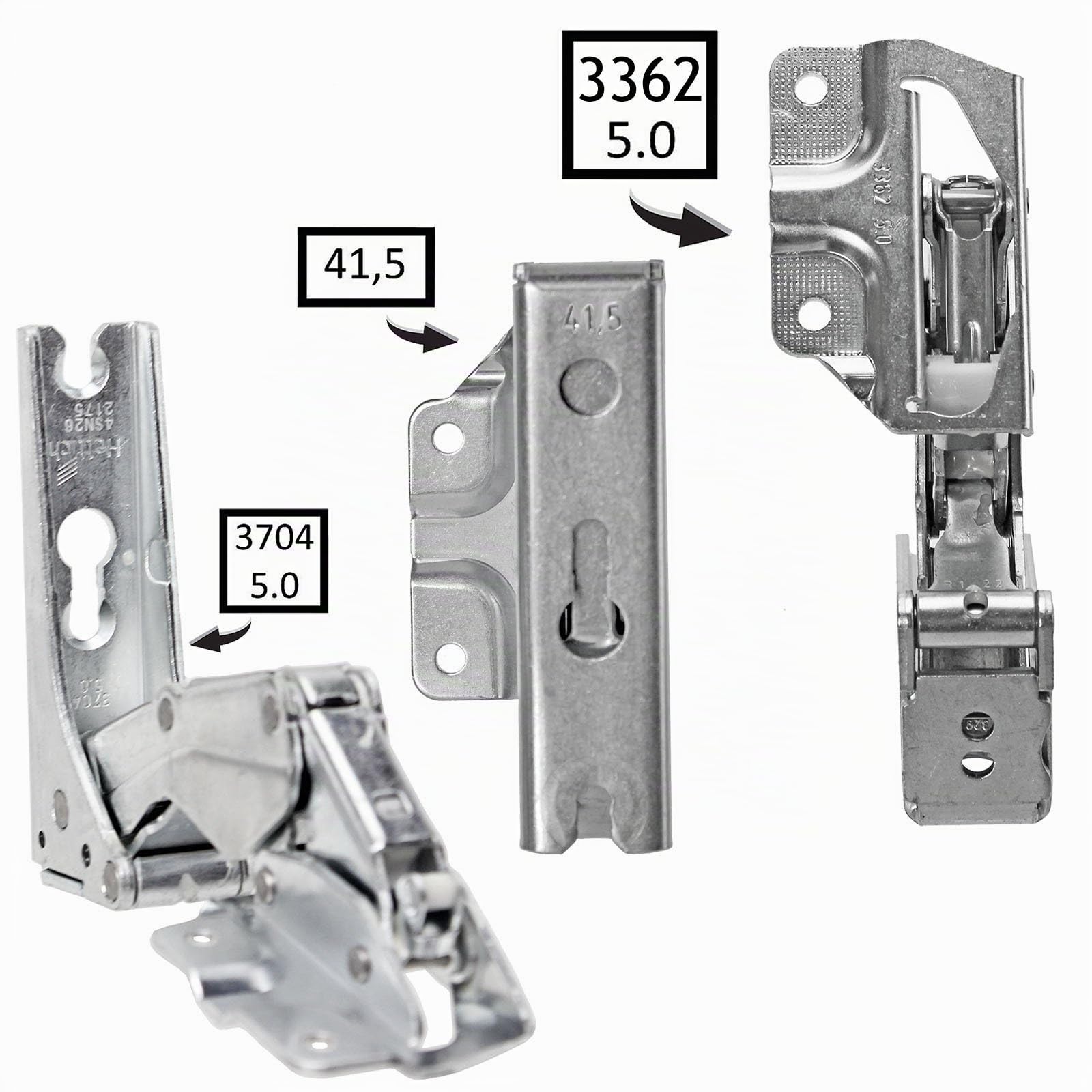 Spares2go Typ 3363 3362 5.0 41,5 Hettich Typ Tür Scharnier-Set für integrierte Kühlschrank/Gefrierschränke AEG