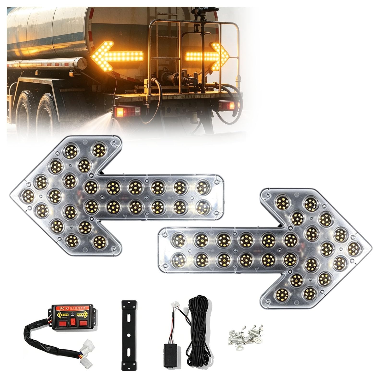 30/60cm, Lampka Kontrolna Led W Kształcie Strzałki Pojazdu, 12v-24v
