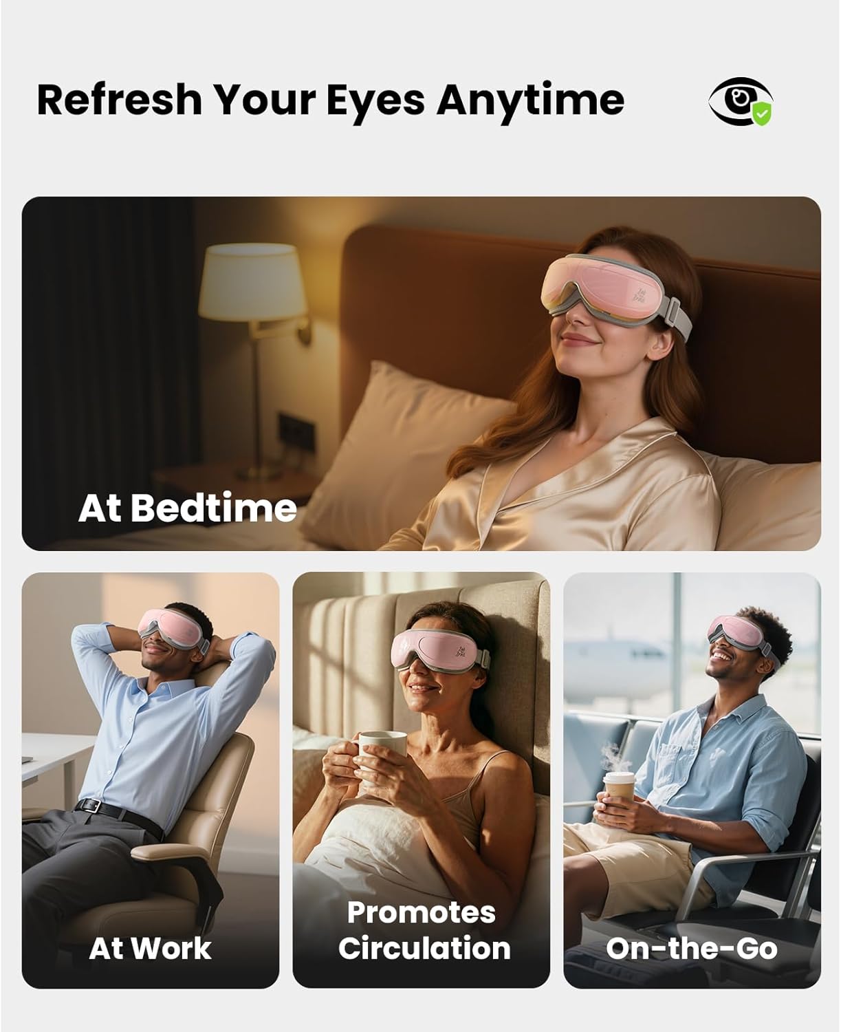 BOB AND BRAD Eye Massager FSA Eligible, EyeOasis 2 Heated Eye Massager for Dry Eyes, Temple Massager for Headache, Migraine & Tension Relief, Warm Compress Eye Massage for Stress Relief - Image 6