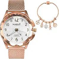 Relógio Feminino Aço Inox a Prova d'Agua com Pulseira Berloque Sofisticada Presente Maravilhoso Mulher
