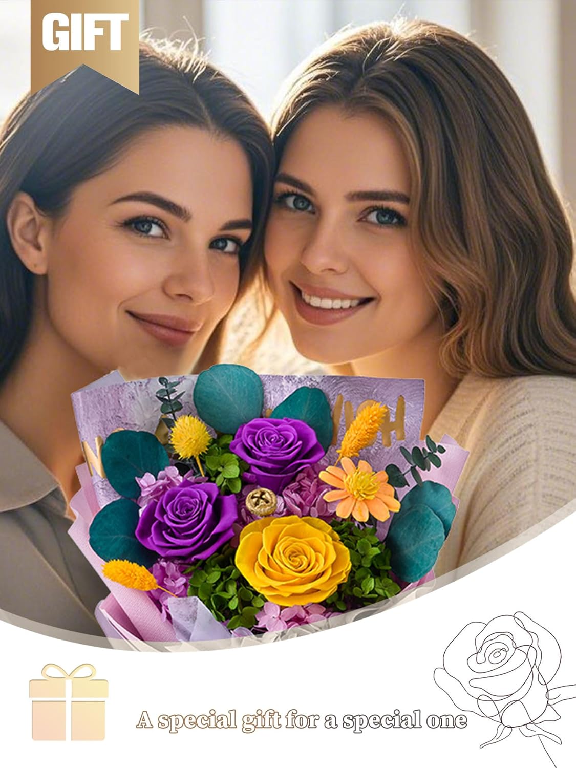 Flowers for Delivery Prime Forever Flowers Preserved Roses Bouquets Purple Flower Birthday Gifts for Women Valentine's Day Mothers Day Graduation - Image 2