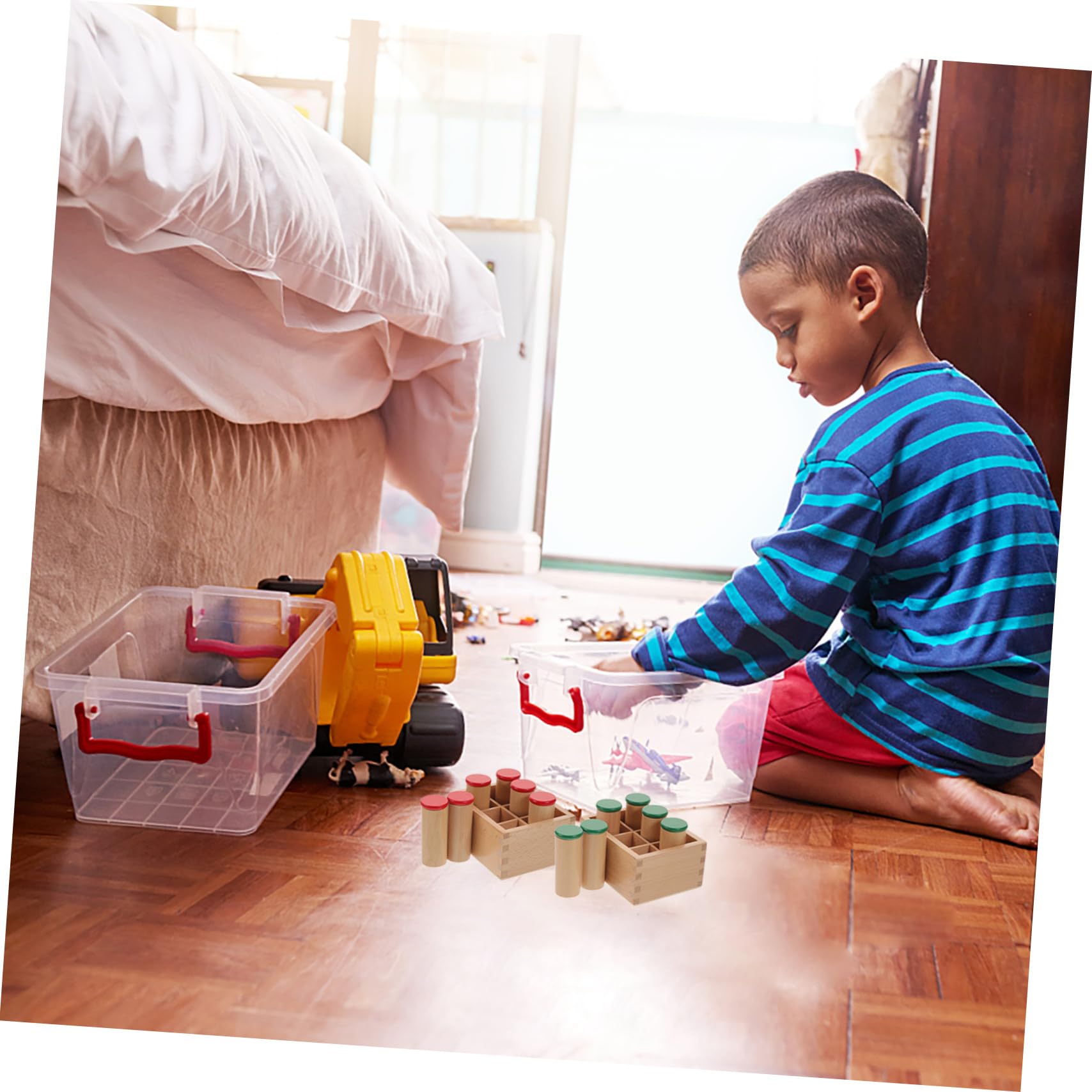 Sound Cylinder Shaking Box in Legno, Gioco Sensoriale | Sei Scomparti, Design Educativo per Bambini, Training Uditivo e Concentrazione