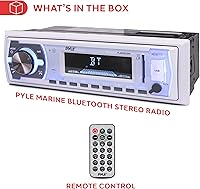 Vista 6 de Pyle Marine Bluetooth Estéreo Radio - Sistema de Receptor de Radio para Barco de 12v Estilo DIN Único en el salpicadero con Micrófono Integrado, LCD