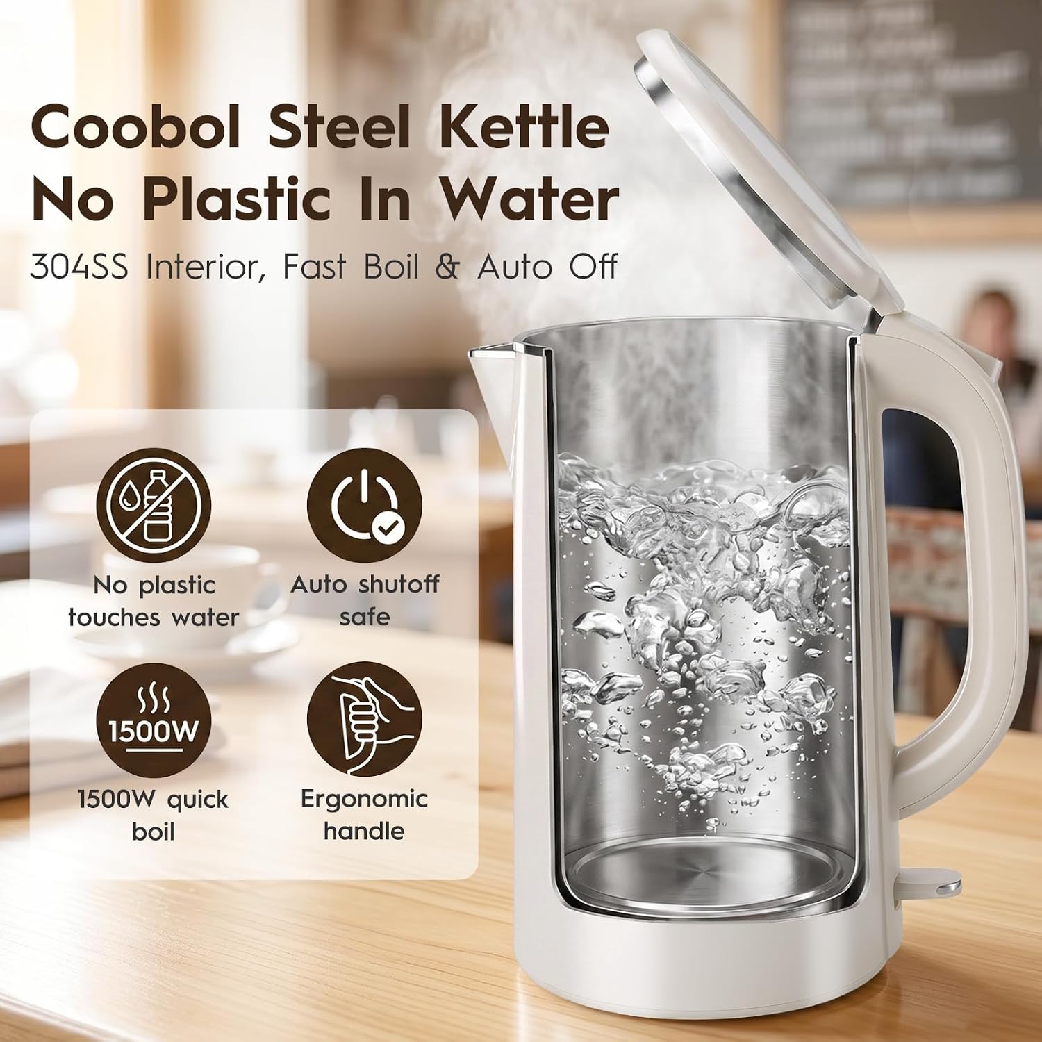 No Plastic Contact Electric Kettle
