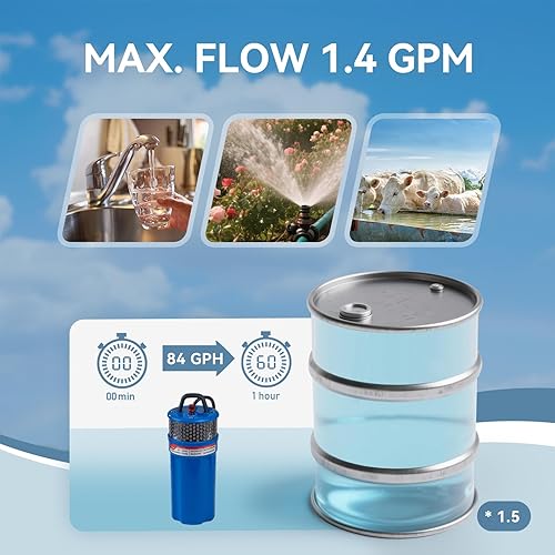 Miniatura 5 de Kit de bomba de pozo solar con función de temporizador, bomba sumergible, cuatro paneles solares con soporte fijo, caja impermeable gruesa con