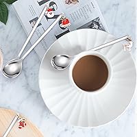 Vista 7 de A · HOUSEWARE Dessert Spoons Silverware Christmas Silver Small Stainless Steel Flatware 6 Pieces Xmas Decorative Pendants Stirring Utensils for