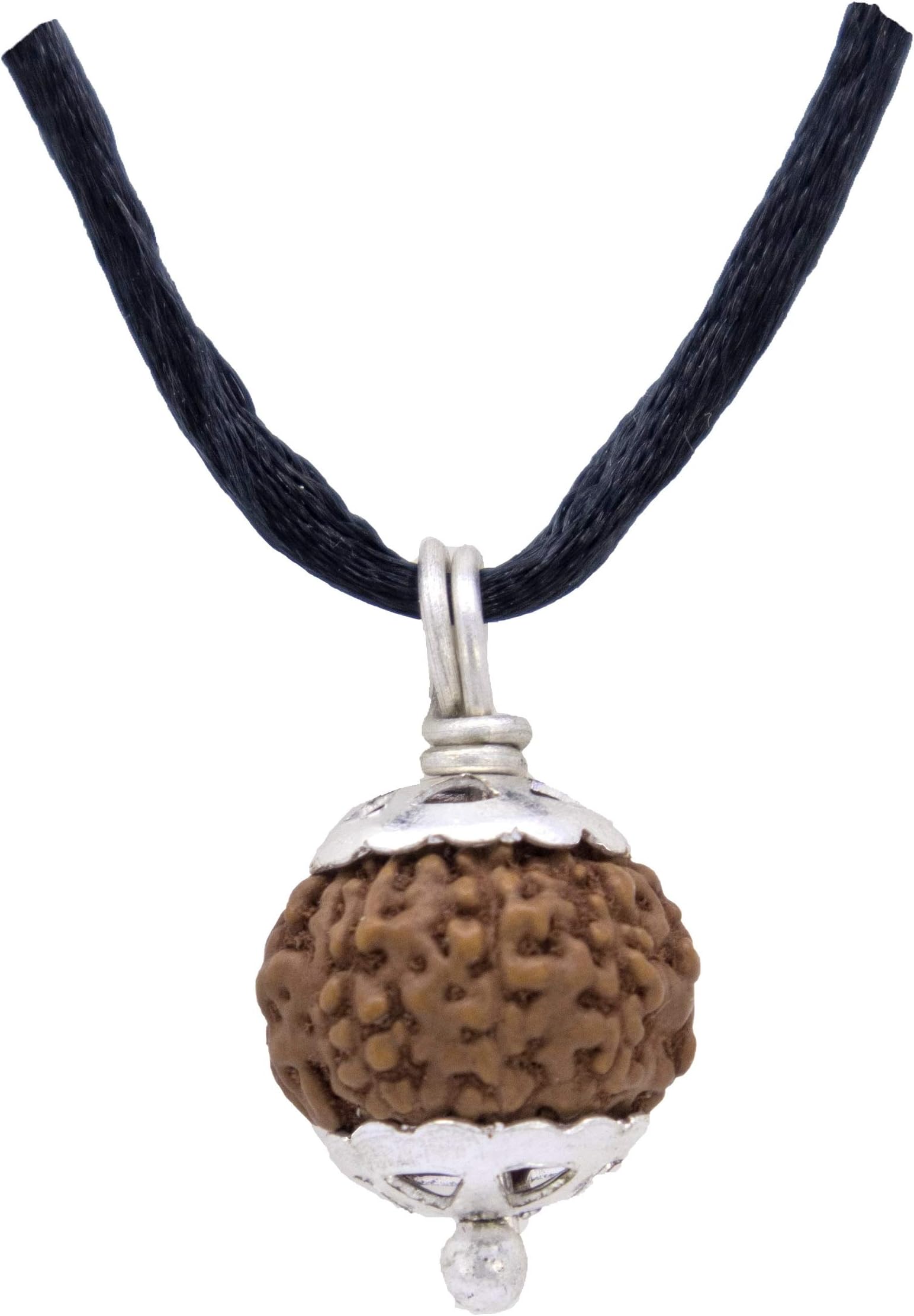 9 Mukhi Rudraksha Made in Silver Metal Lab Certified (Origin - Java) Hand Picked Matured Rudraksha Bead