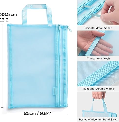 Miniatura 3 de Bolsa de malla con cremallera carpetas de archivos de nailon ligero organizador de documentos A4 bolsa de malla con cremallera visible adecuada para