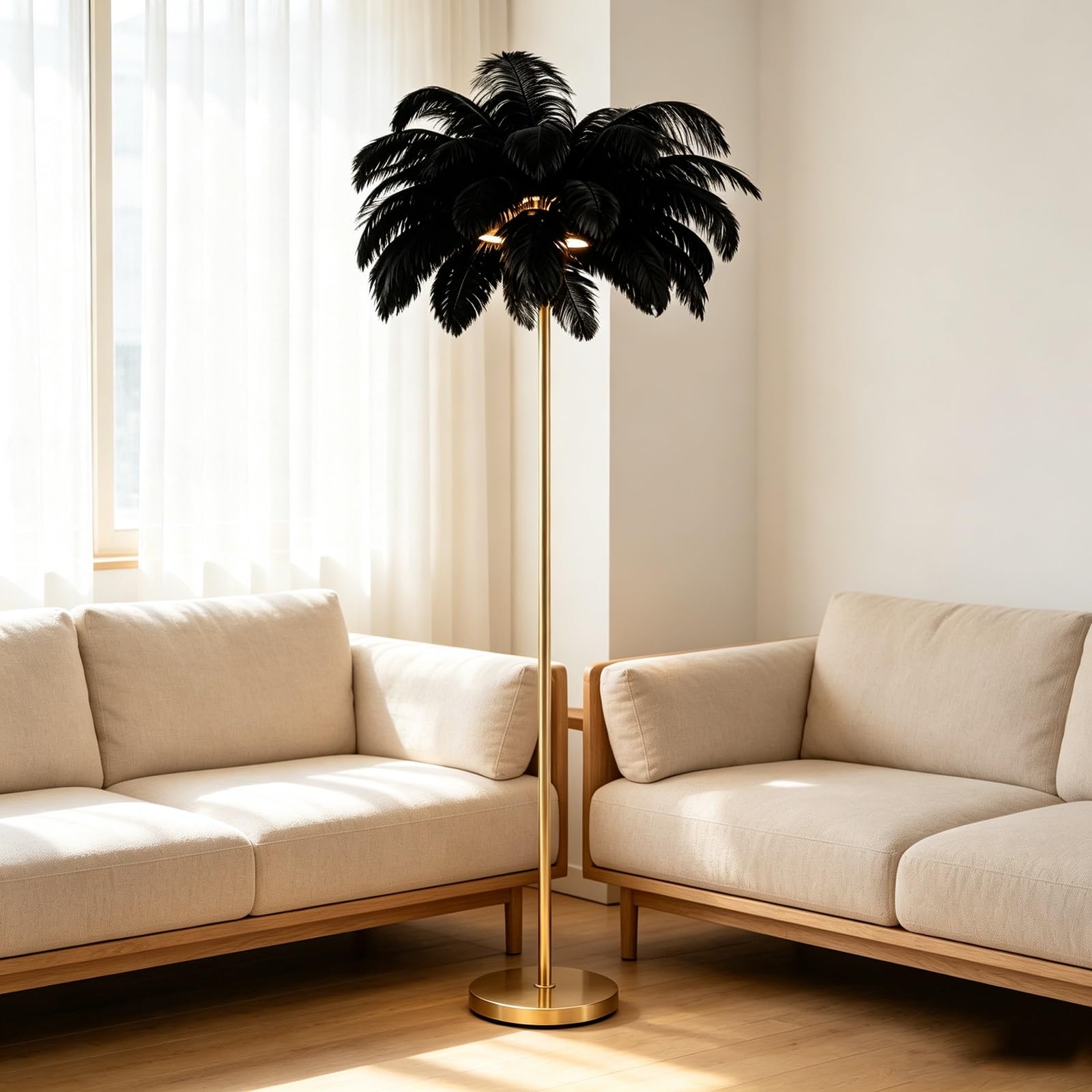 LCNDKF Light Luxury Feather Floor Standing LED Lamp