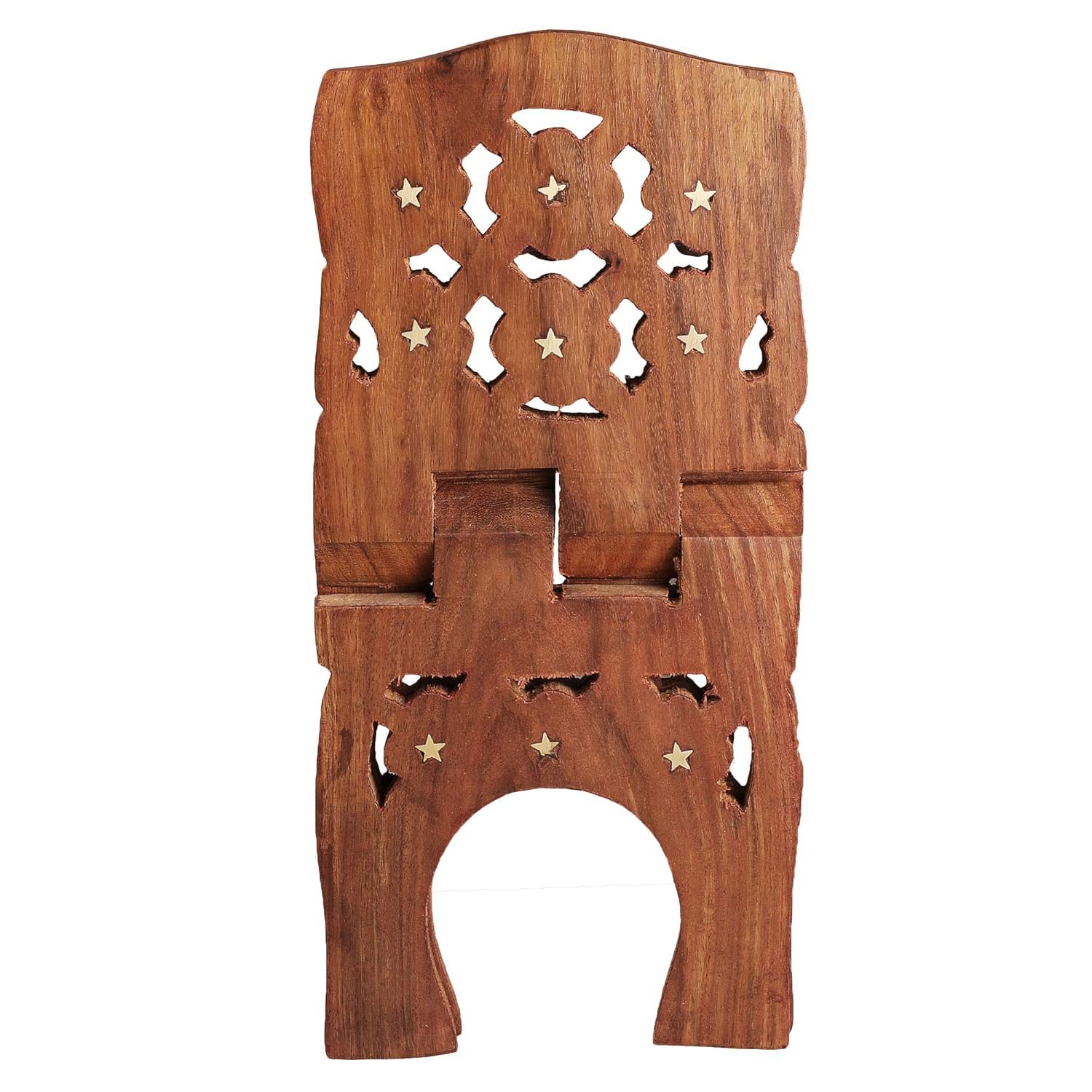 FA INDUSTRIES® 100% Pure Sheesham Wooden Rehal Holy Book Stand for Pooja Reading Geeta Bible Quran Books (Brown 12 inch)-image-46
