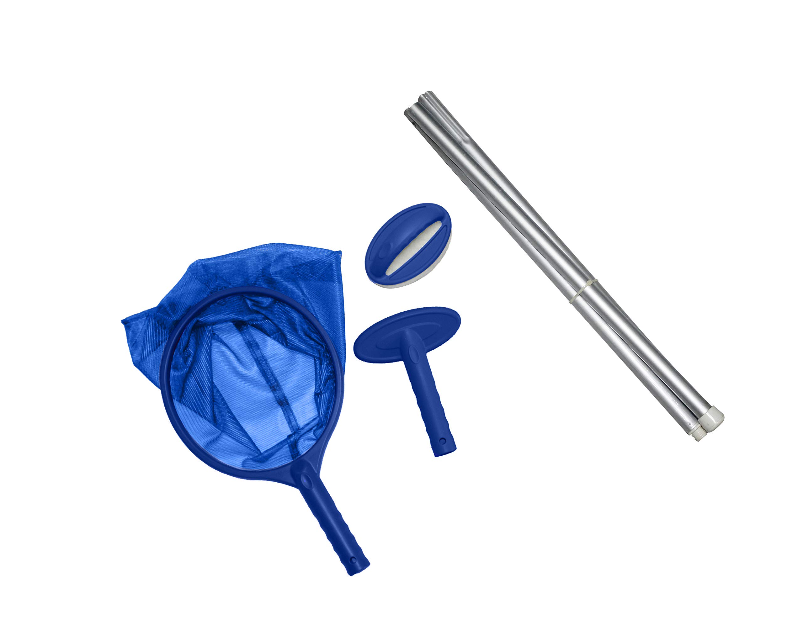 In The Swim Economy Swimming Pool Maintenance Kit – 5.5” Nylon Bristle Brush, 5.5” Scrubber Brush, 3-Section 4.5' Pole