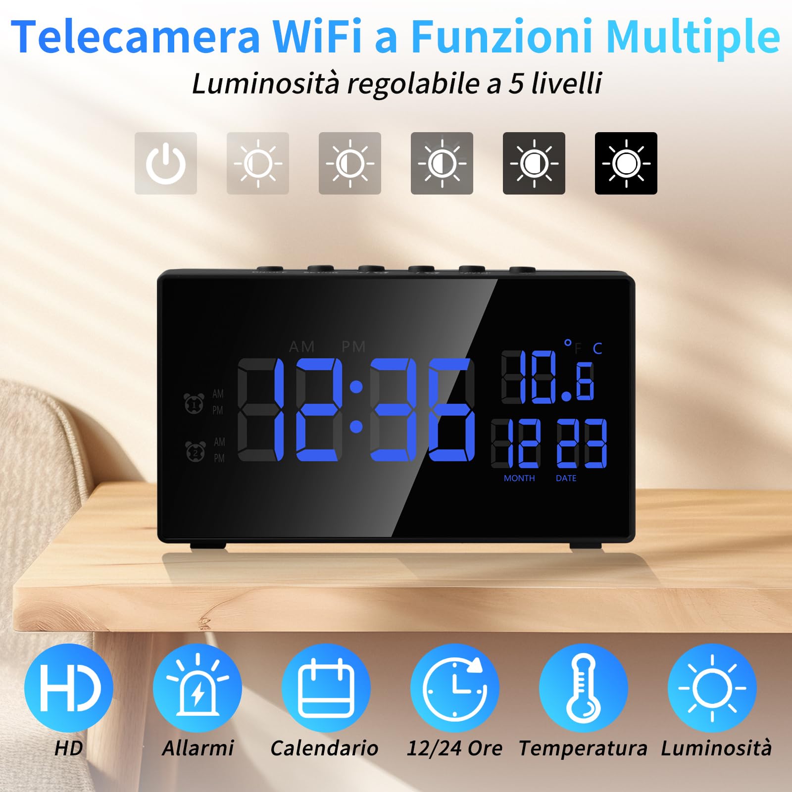 Telecamera Spia WiFi 2.4/5G, HD 1080P Telecamera Nascosta | Mini Telecamera Spia Nascosta con Visione Notturna, Rilevamento del Movimento, Wi-Fi, APP Vista a Distanza
