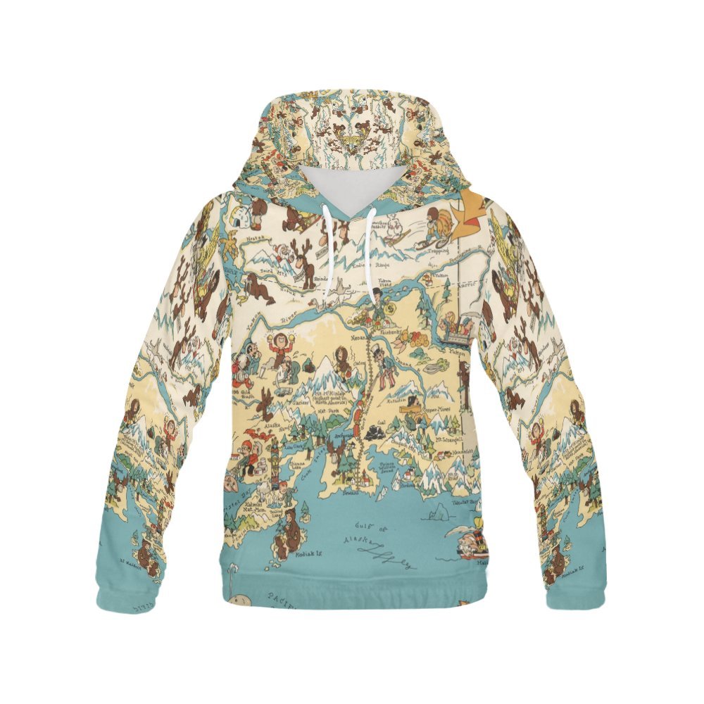 LumosSportsVintage 1935 Alaska State Map Men's 3D Printed Pullover Hooded Sweatshirt