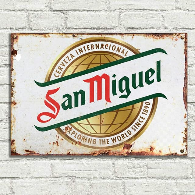LBS4ALL San Miguel Signs Metal Plaque Aluminium Vintage Pub Tiki Bar Home Cafe Wall Beer Retro Club