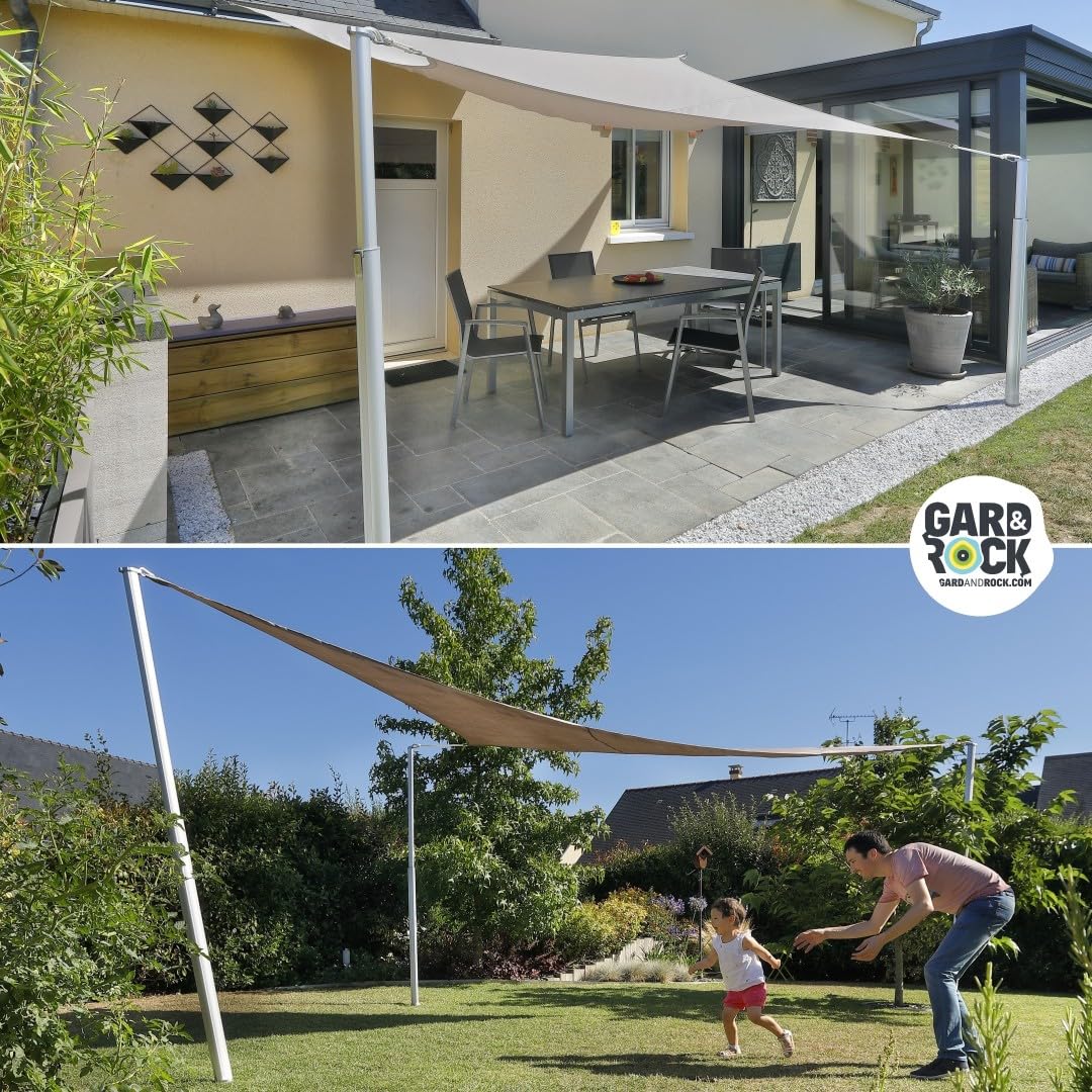 Palo per Vela Ombreggiante in Alluminio Gard&Rock. Telescopico e Removibile | Supporto per ogni terreno – Si inserisce nella Base di Ancoraggio (non incl.) – Salvaspazio – Terrazza, giardino e piscina