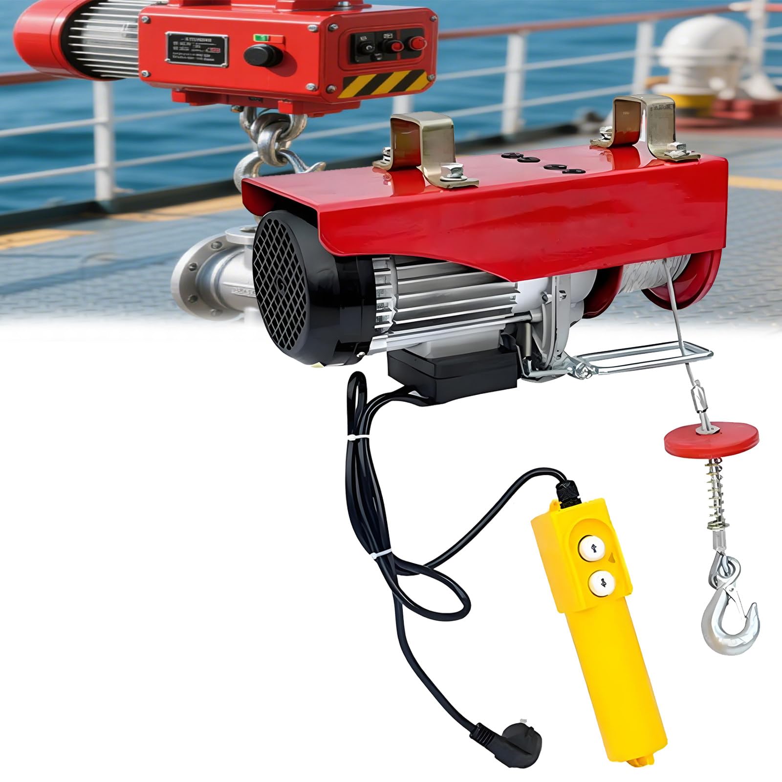 Eiwitany Electric Hoist Crane, with Remote Control and Emergency Stop Switch,Electric Winch for Garage and Warehouse Lifting Operations （PA300*12m ）