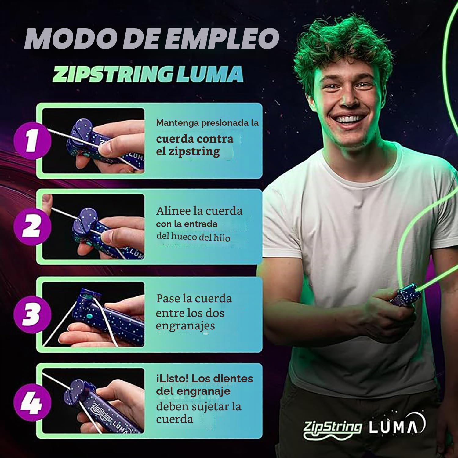 ZipString LUMA LUMA LUMA LU-V1-04 - Lanzador de Cuerda con cordón Transparente con cordón