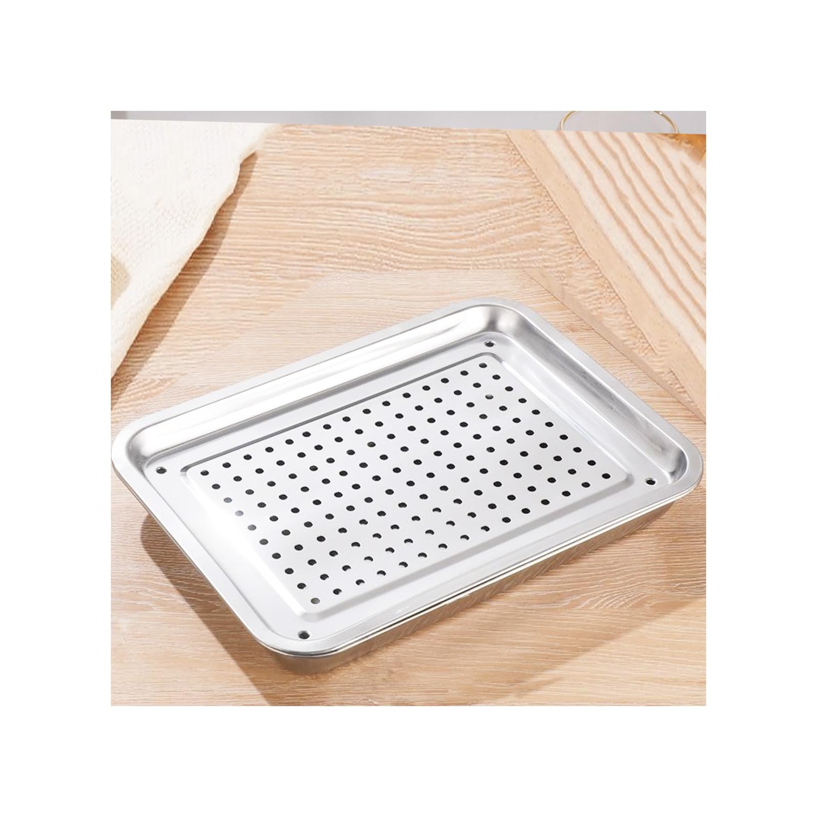 Abtropfschale aus Edelstahl, 36 x 27 cm, für Outdoor, Grill, Geschirr, Abtropfgestell, Wasserfänger, Küchenspüle, Zubehör, leicht zu reinigen