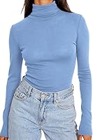 Vista 1 de Trendy Queen Camisas de manga larga con cuello alto para mujer, a la moda, básicas, ajustadas, suaves, térmicas, para otoño