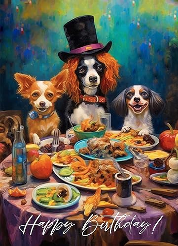 Miniatura 9 de PIXILUV Tarjeta de felicitación de feliz cumpleaños  Funny Looking Dogs Having a Nice Dinner Togehter  Funny Animals Birthday Wishes Greetings