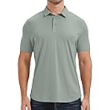 Mens Lightweight Bamboo Viscose Polo Ultra Soft Curved Hem UPF 50+ Casual Collared Golf Shirt