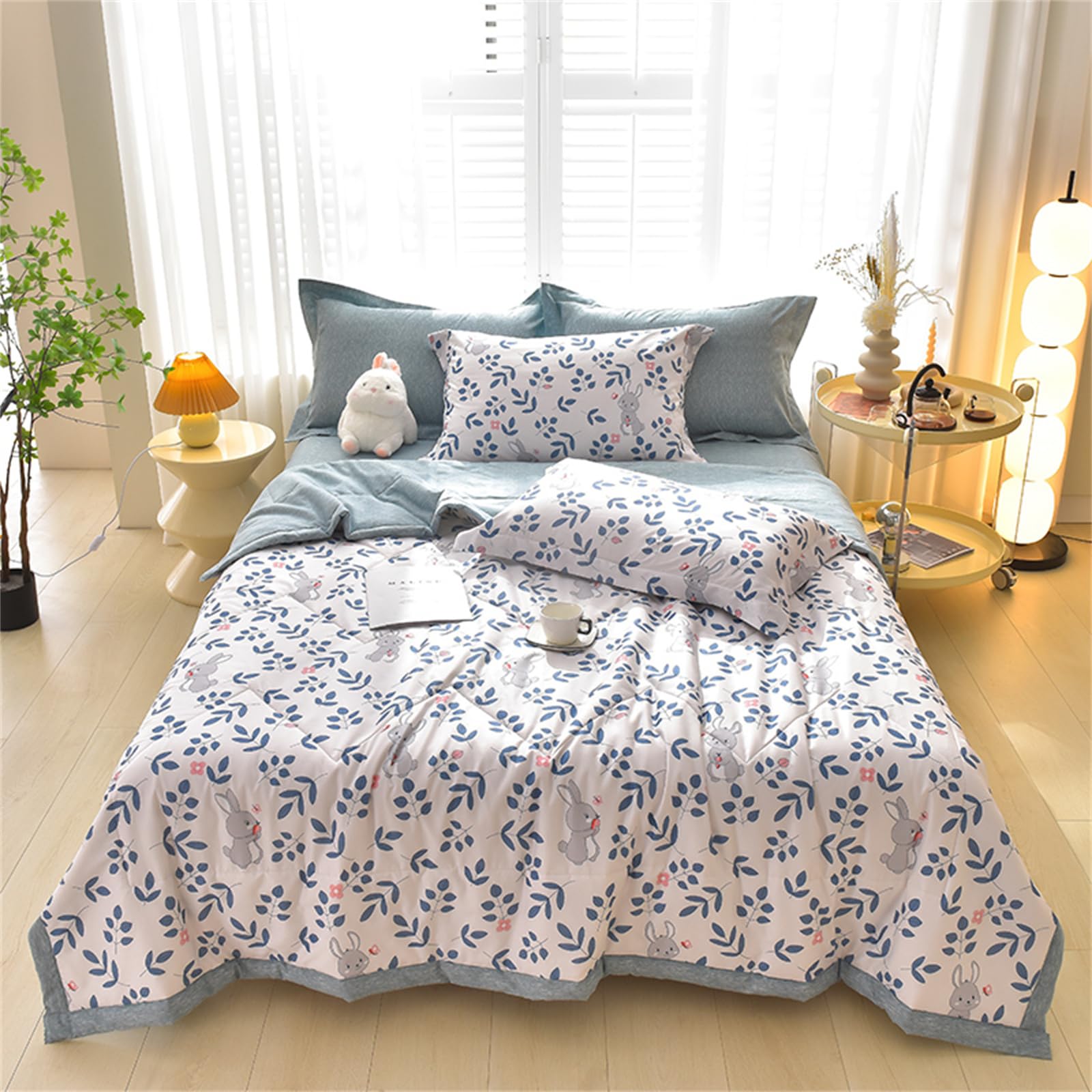 Odot Coverless Duvet 2.5 Tog for Single Double King Size, Summer Duvet No Cover Cosy and Lightweight Quilt Breathable Bedspreads Quilted Throw for Beds (Gray rabbit,200 * 230cm) — image 1