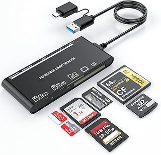 Rocketek SD Card Reader with USB C Adapter Upgraded 7 IN 1 Memory Card Adapter 5Gbps Read Write for SD SDXC SDHC CF CFI TF XD Micro SD Micro SDXC Micro SDHC MS MMC UHS-I Cards for Windows Linux Mac OS
