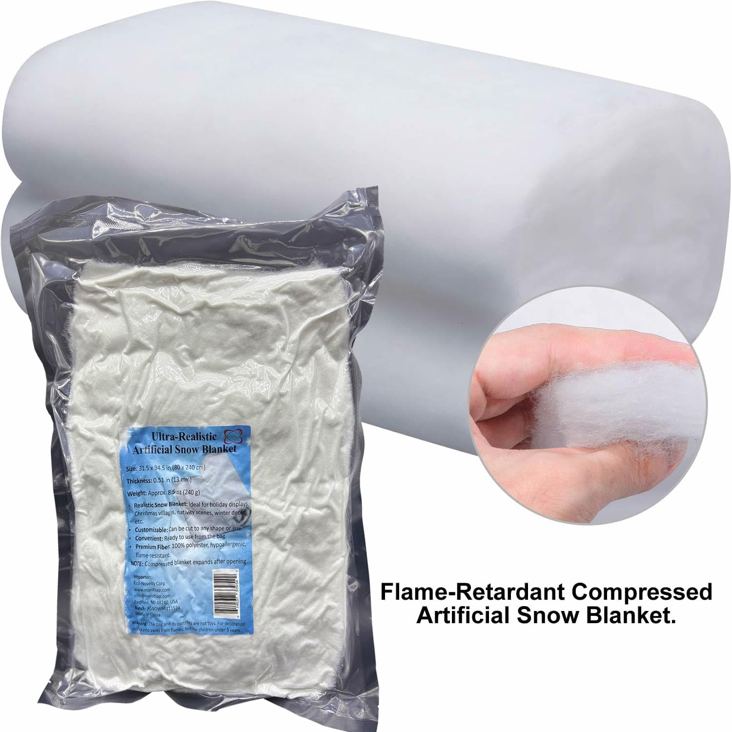 Super Realistic Fluffy Artificial Snow Blanket, Flame-Resistant, 2.6 x 7.8 Feet (20 sq ft) (3)