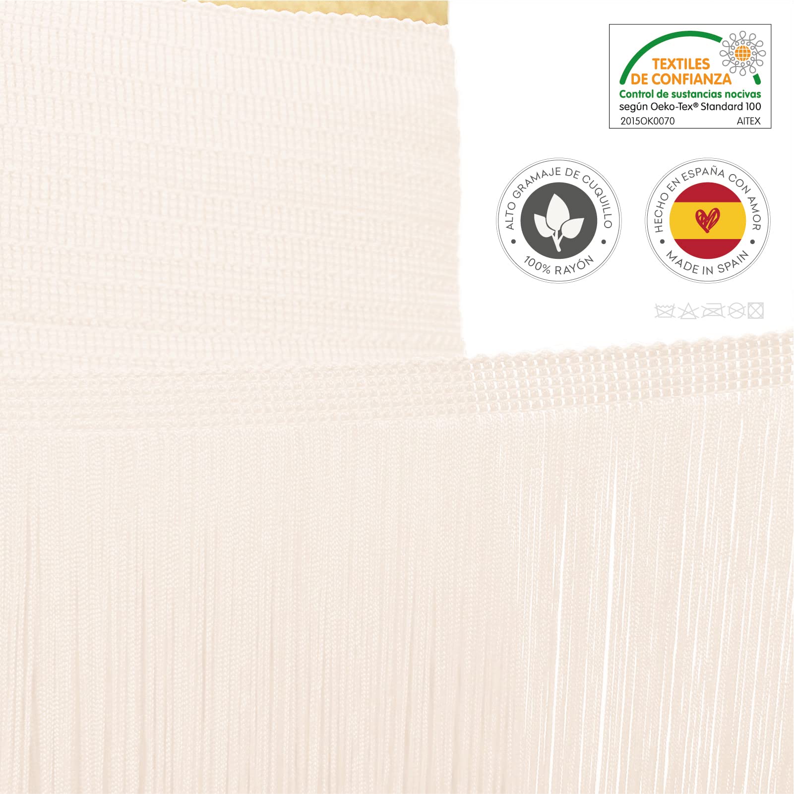 TEXTEX = Cuquillo Fringe for Sewing Flamenco and Sevillana. Composition Rayon 100%. Length of 15 cm. 5m Pieces. (Off White) - Image 3