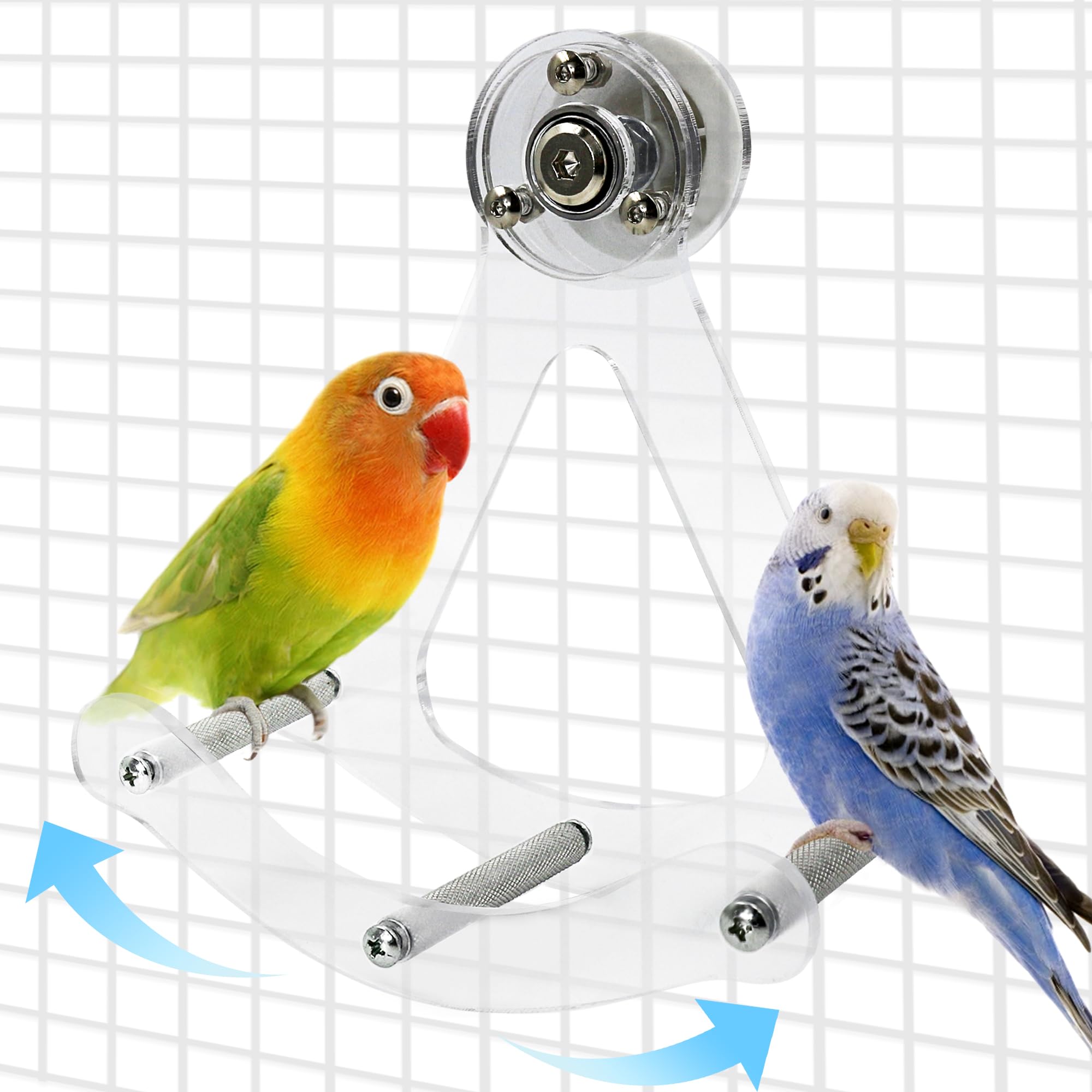 Bite-Resistant Acrylic Rocking Bird Nail Trimming Perch Stand Easy to Clean, Interactive Bird Toys for Parakeets for Cage, Budgie Puzzle Toys for Parrots, Small Birds Enrichment Toy for Lovebird