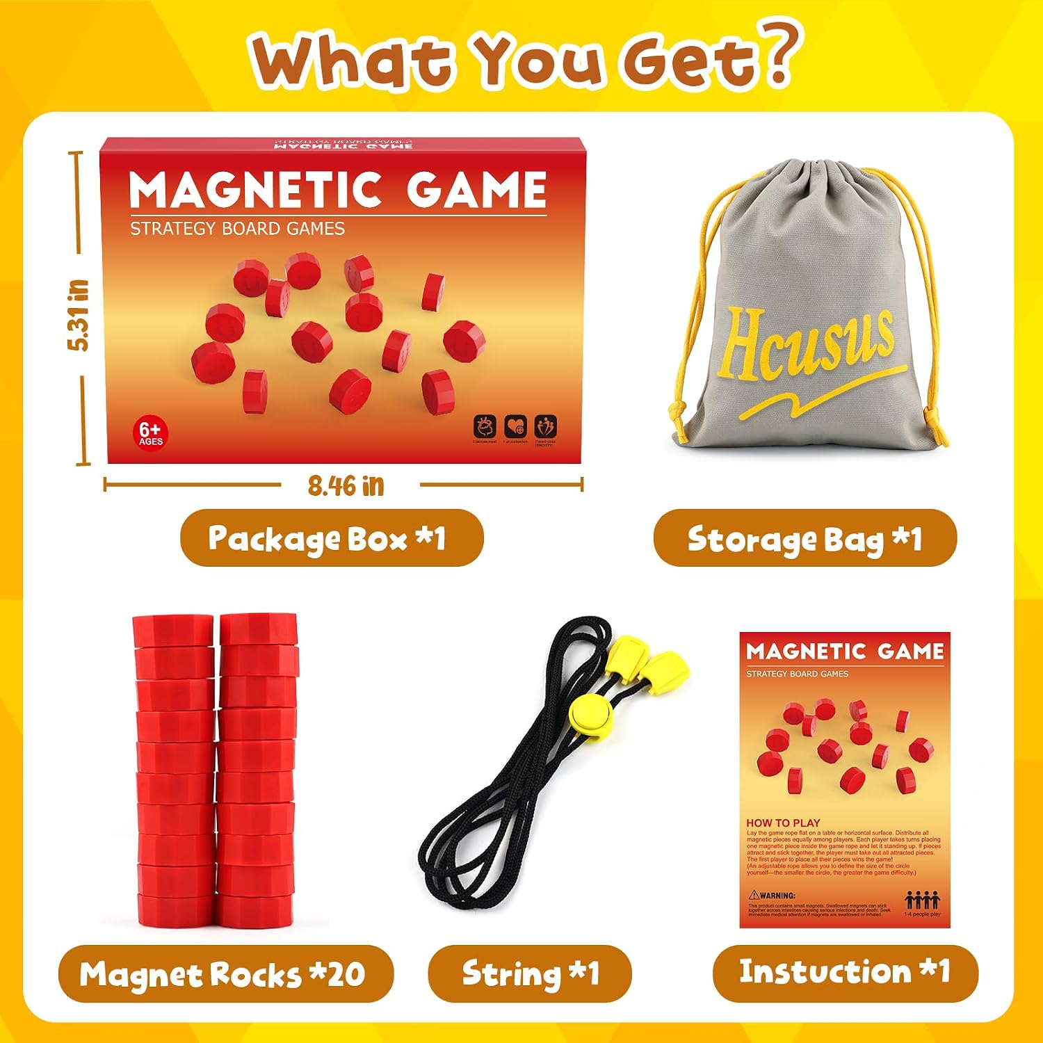 Magnet Game, Magnetic Game with String, Fun Games for Kids 8-12 and Adult, Board Game for Family Game Night and Party, Travel and Classroom, 2 Player Games